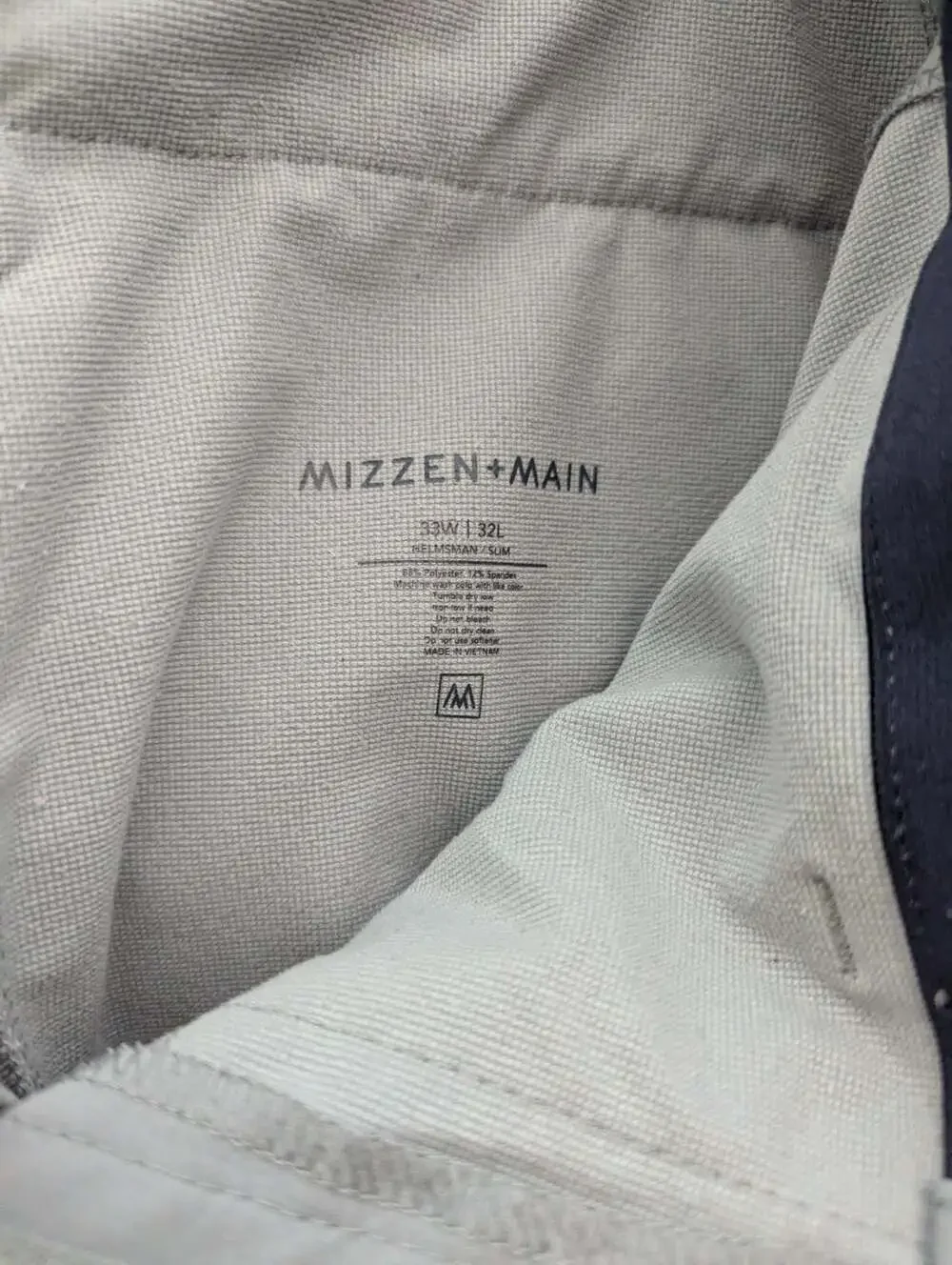 Mizzen+Main Helmsman Slim Fit Men's Gray Performance Pants 33x32